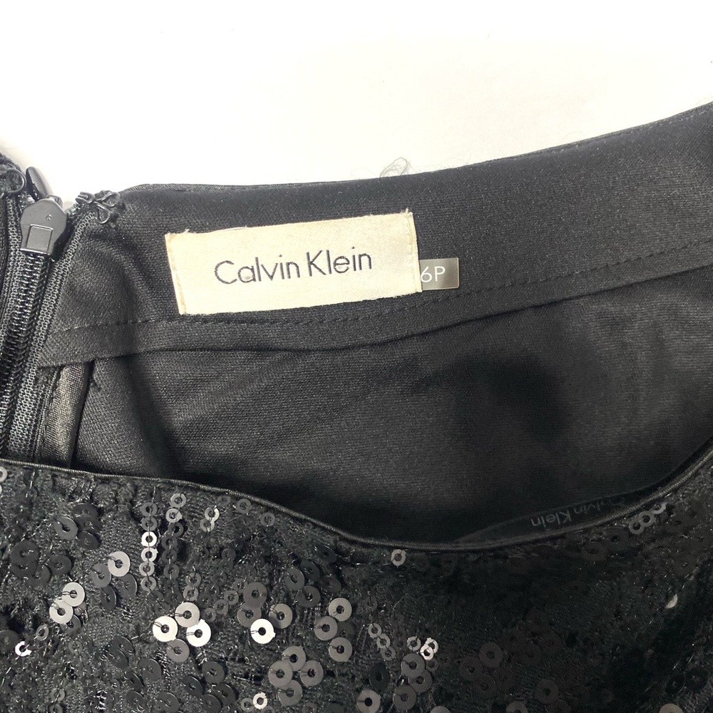 Calvin Klein Black Asymmetrical Sheath Dress with Bell Sleeves - Picture 4 of 5